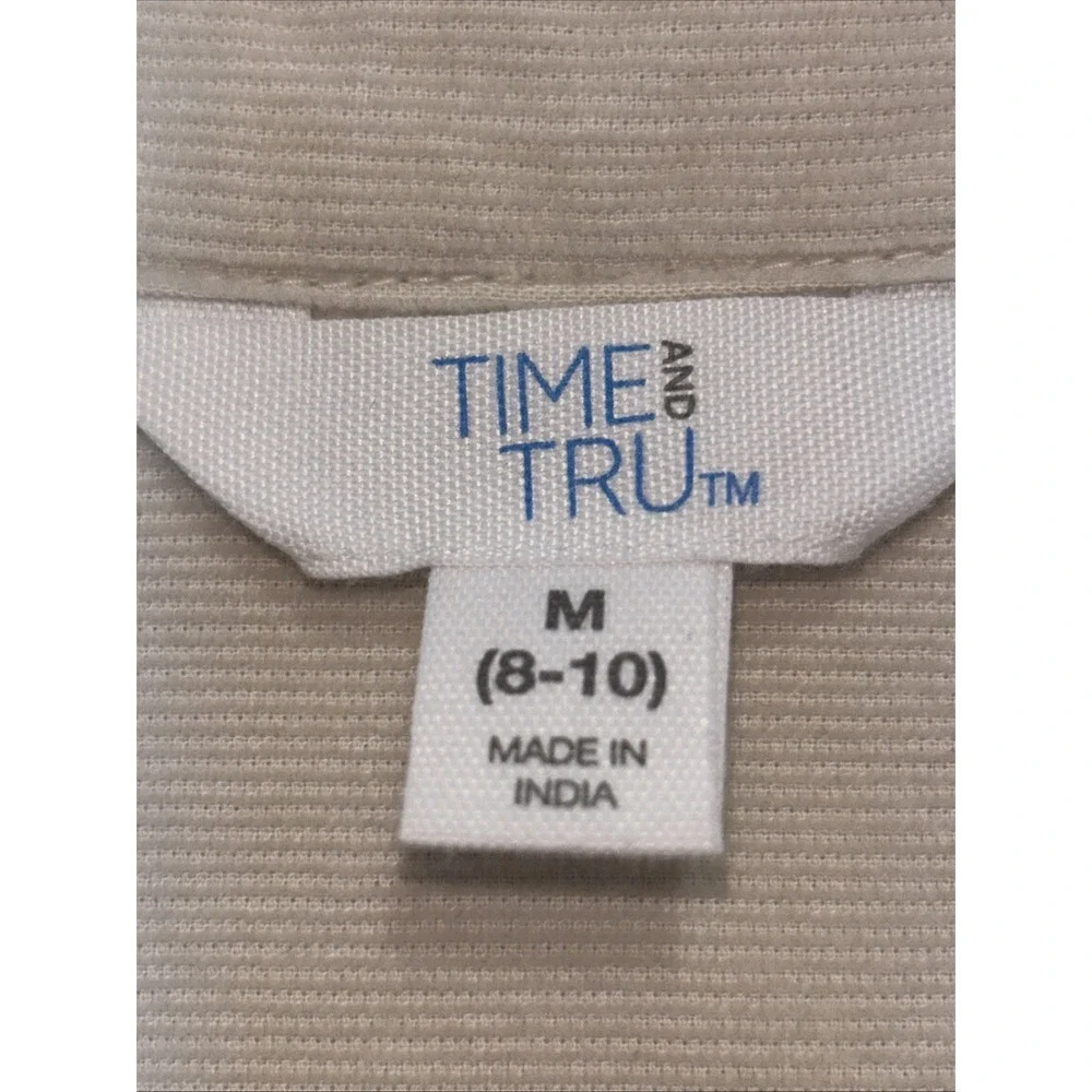 Time‎ and Tru Womens Beige Corduroy Button Down Shirt Long Sleeve Size M 8-10